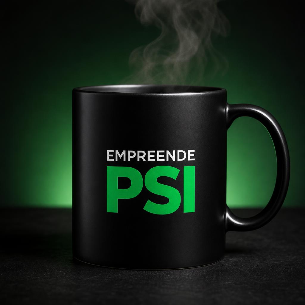 Mockup caneca preta EMPREENDE PSI